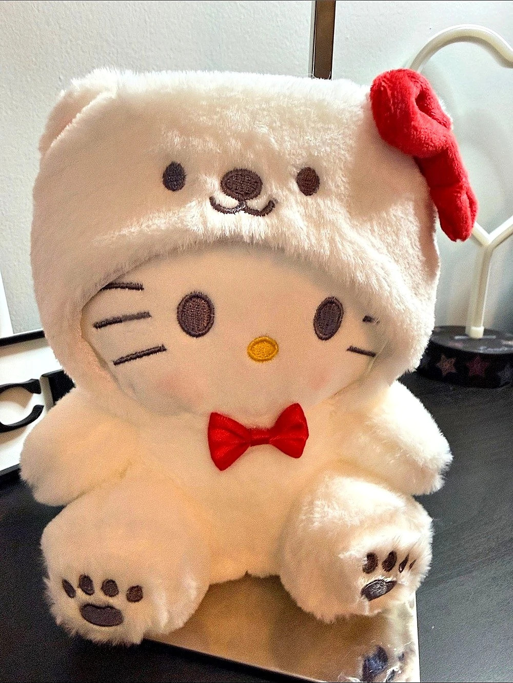 Sanrio Hello Kitty Bear Hoodie Plush White & Red
